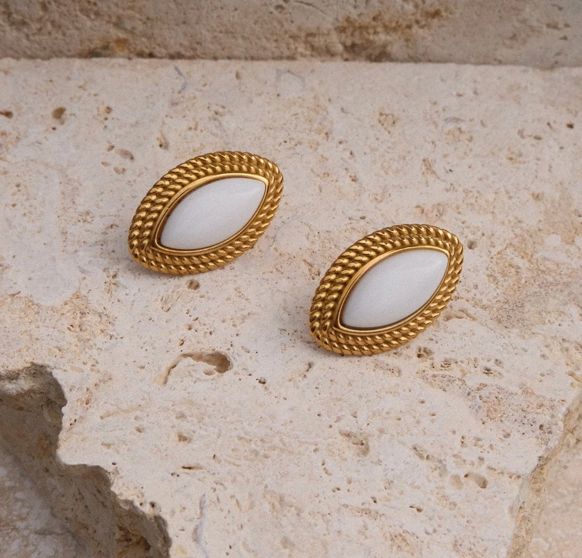 White & Gold Studs