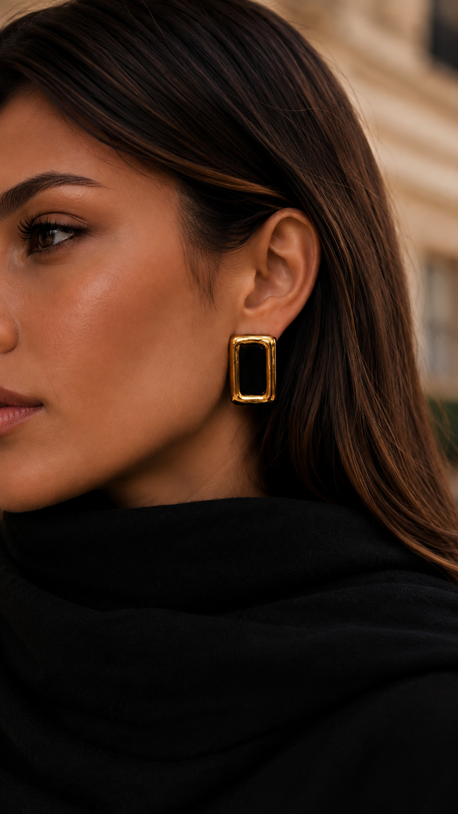 Black Enamel Statement Studs