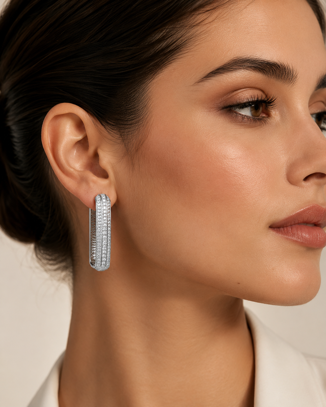 Pave Silver Hoop